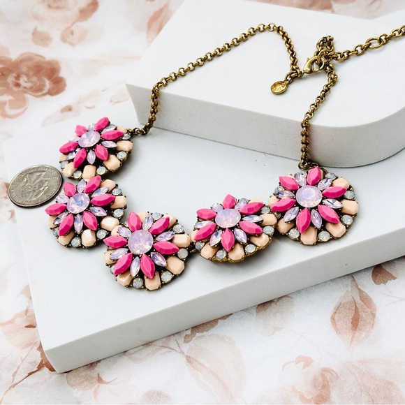 J. Crew Jewelry - J. Crew Vintage Gold Tone Crystals Opal Multi Floral Statement Necklace